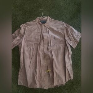 Ralph Lauren Men's orange and Blue Checkered Shirt - large Preowned